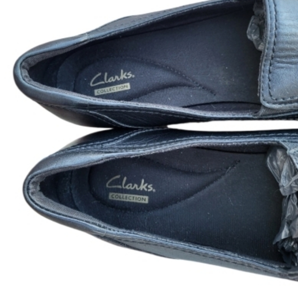 Clarks Collection Black Leather May Poppy Casual Dress Shoe Loafer Slip On 11 - Picture 4 of 8